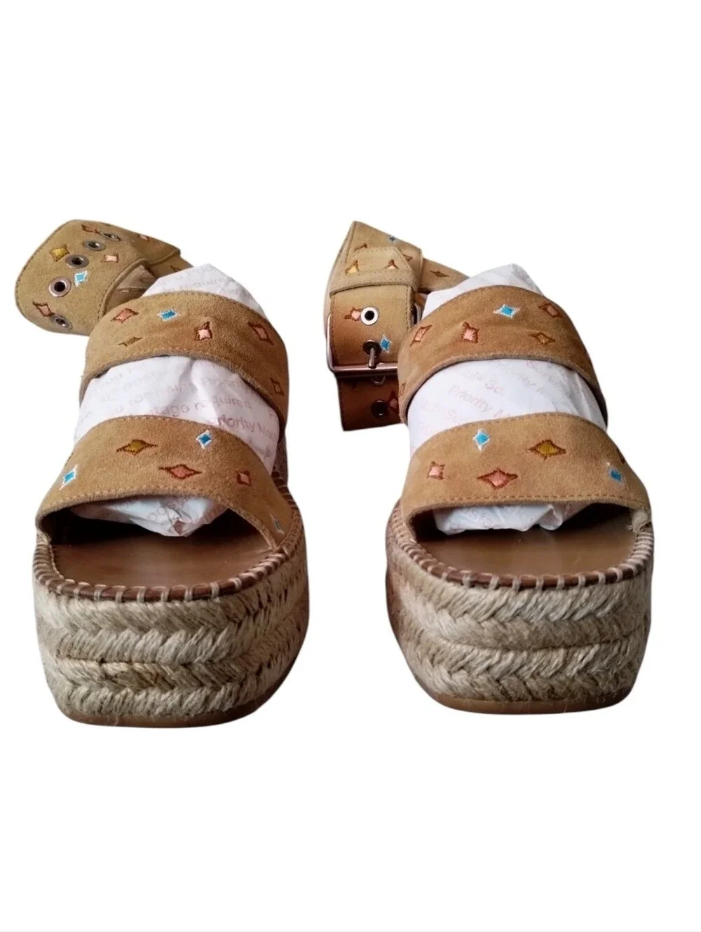 Rag & Bone Tara Tan Suede Platform Espadrille Sandals Women's 9 Boho